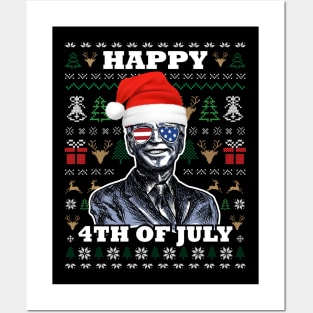 Biden American Sunglasses Xmas Sweater Happy 4th Of July Posters and Art